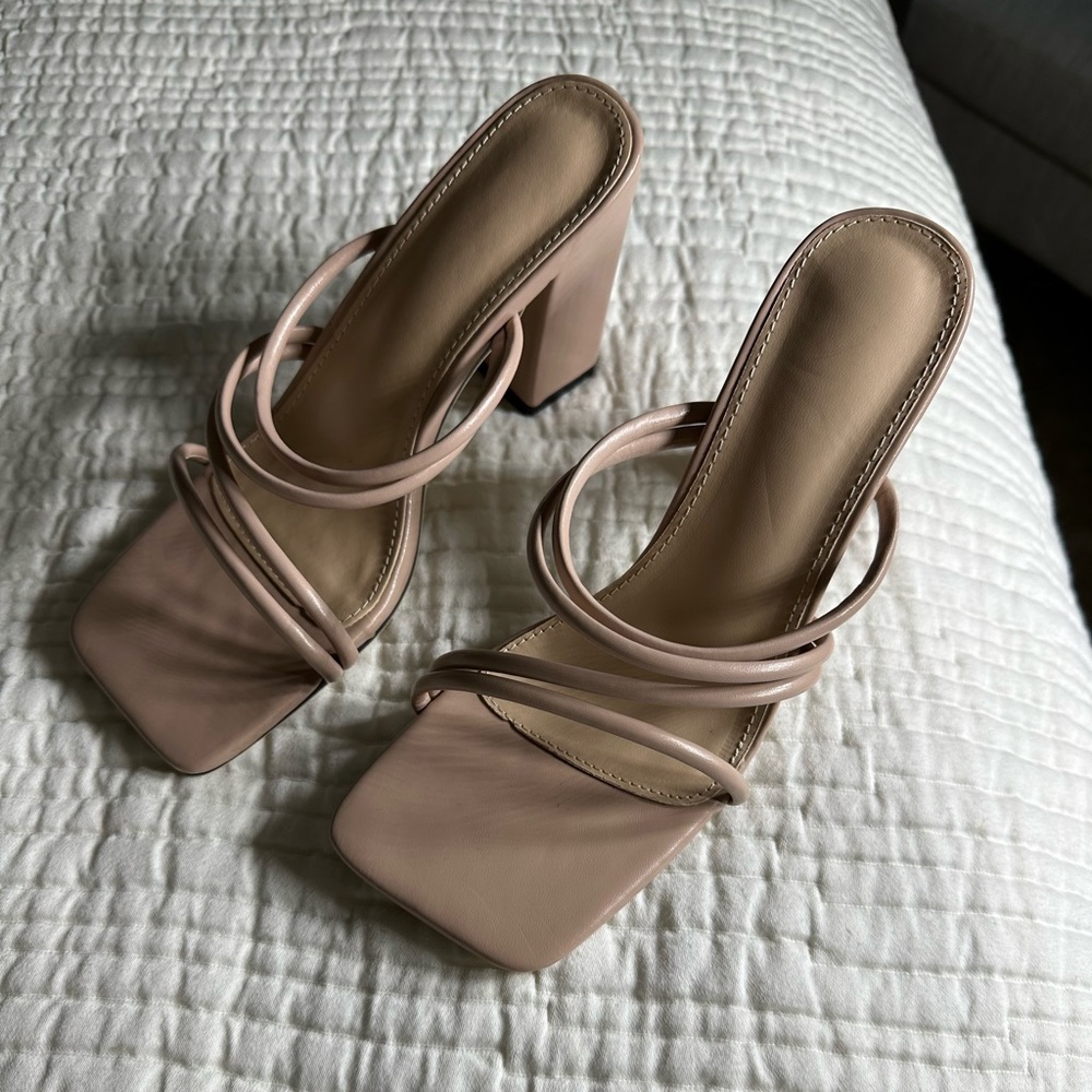 SHEIN Thin Strap Chunky Heeled Mule Sandals